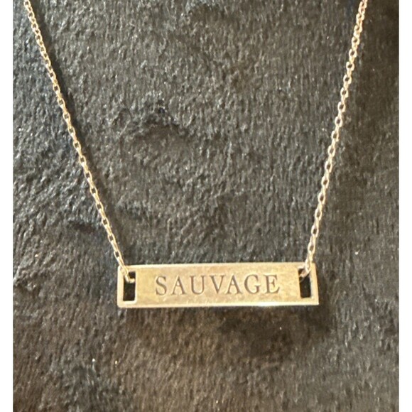 Dior Fragrance Sauvage Mens Logo Bar Charm And 22 Inch Silver Necklace GUC - Picture 1 of 7